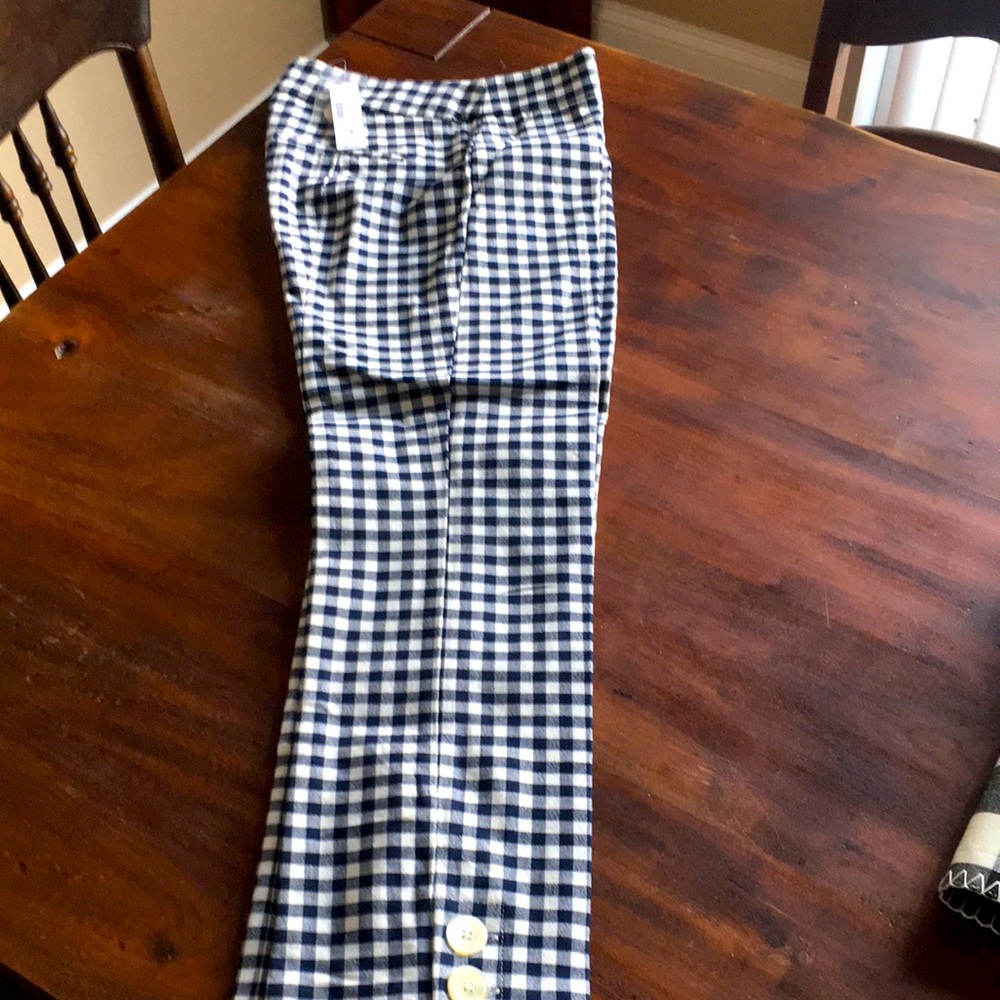 J Crew High rise graham white and blue pants